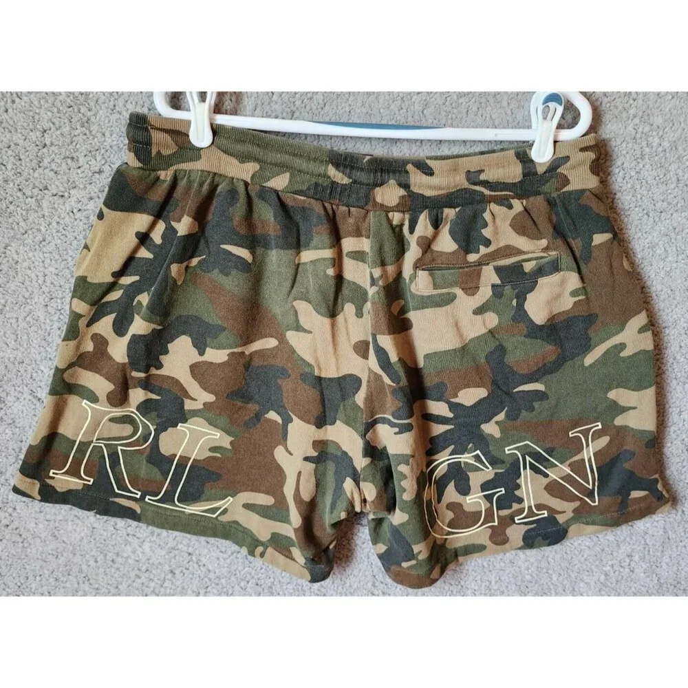 True Religion Camo Spellout Drawstring Basketball Knit Shorts‎ Size XL 36 Waist
